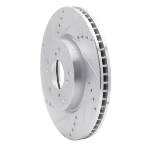 Honda Accord Sedan Brake Rotor (1) - Front Left - R1 Concepts - Drilled & Slotted - Silver - `13-`22